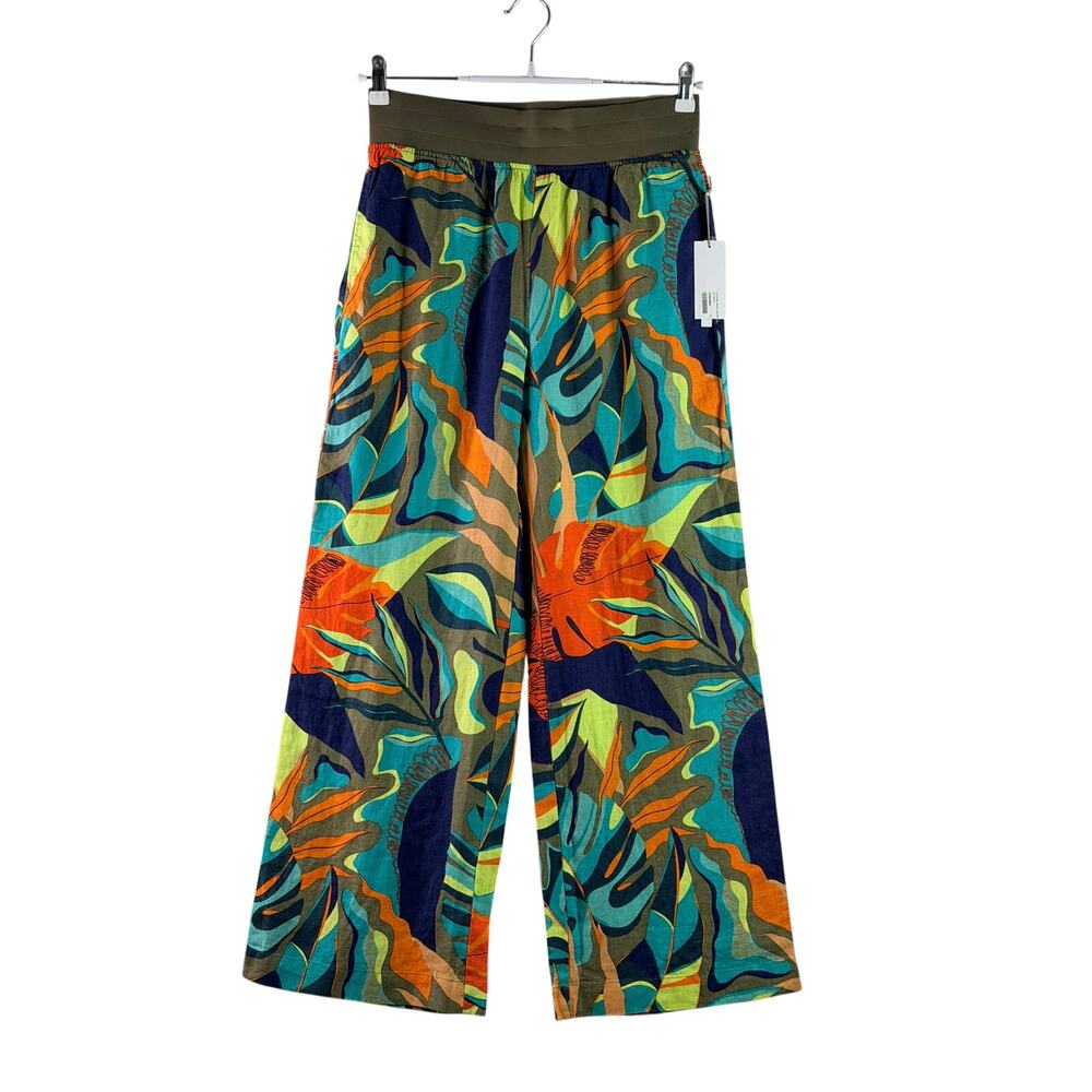 Soft Surroundings Aliso Point Tropical Linen Pants Hot Tropics Small Pull On